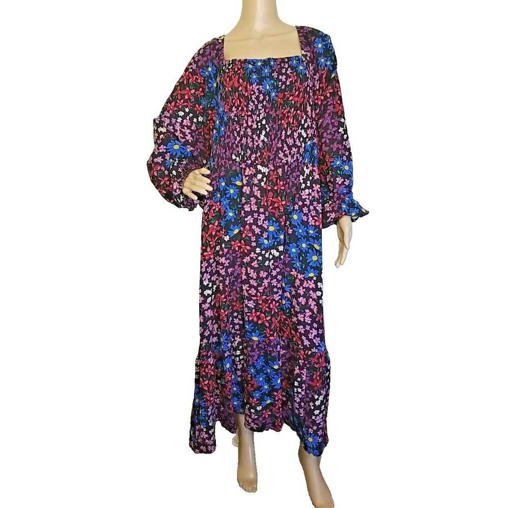Terra and Sky Multi Color Peasant Modest Hippie Dress Plus Size 4X           T51
